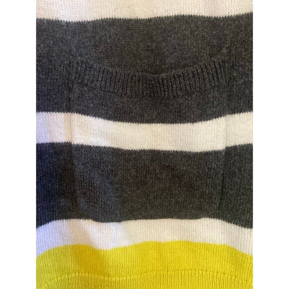 LOFT  Gray, White and Yellow Striped Sweater Size Medium - Picture 4 of 6